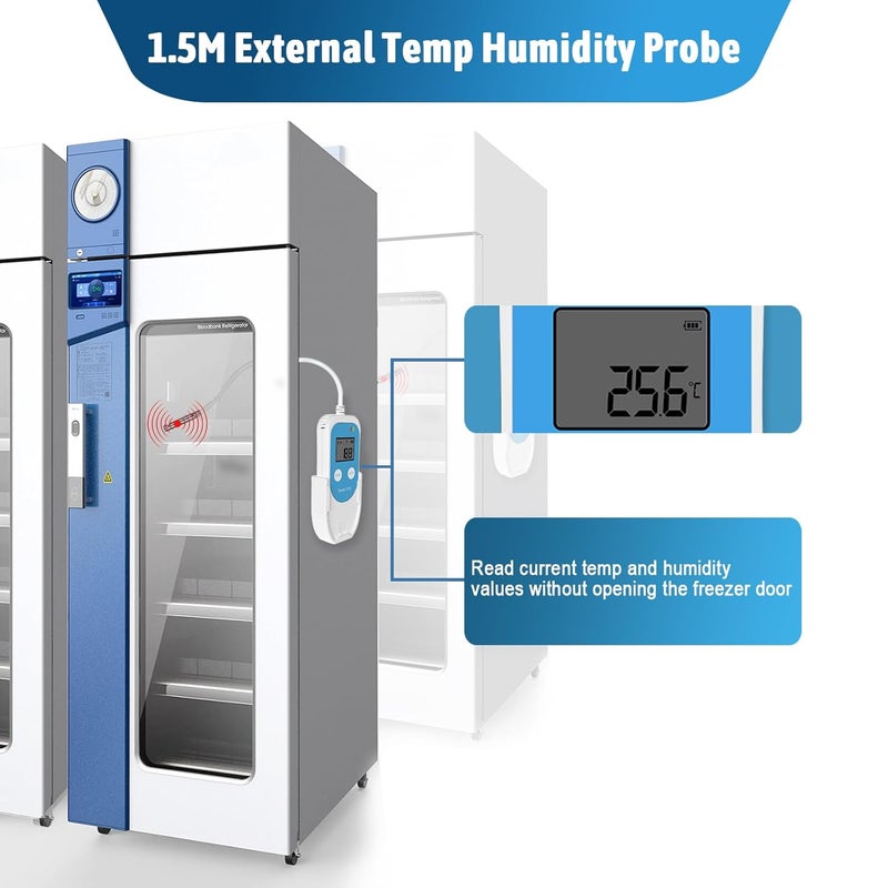 T-ZONE Temperature Humidity Data Logger with Probe,Digital Humidity Logger USB Temp Recorder 34560 Groups,Industrial Data Logger Thermometer with Auto PDF&CSV Report for Freezer Refrigerator RH Monitor - Image 5